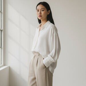 NWOT JCrew Top Woman's sz 3X Cream Sheer Oversize Button Up Blouse